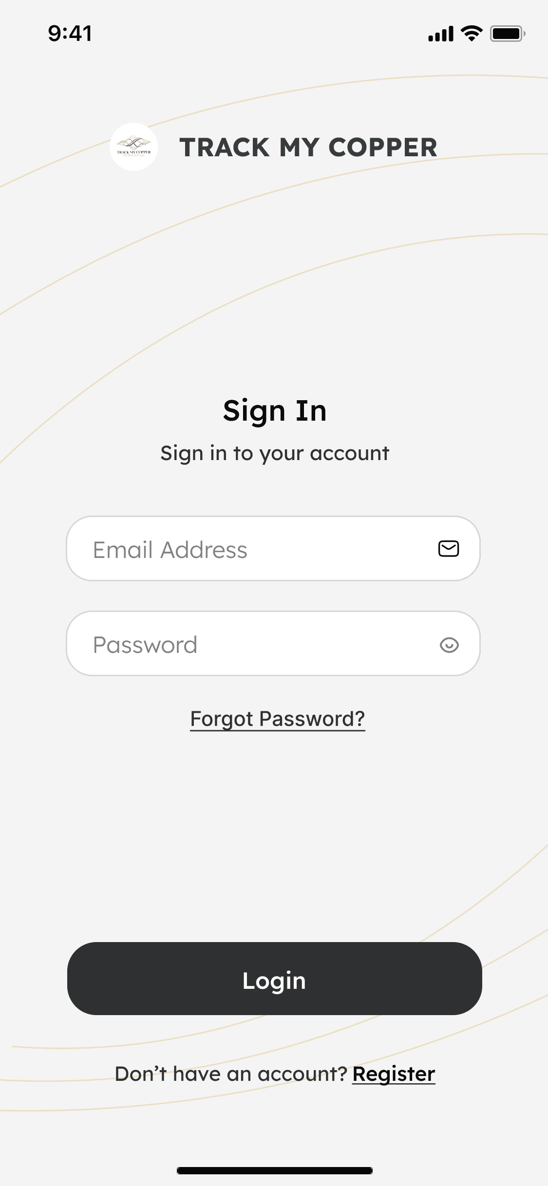 Track My Copper app screen 1
