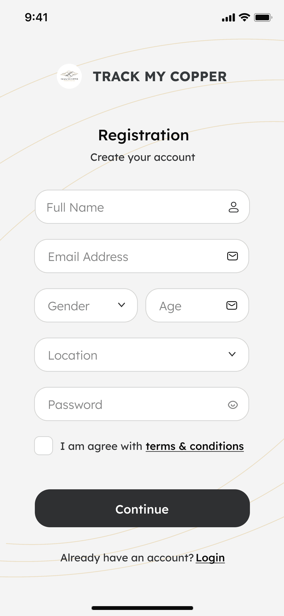 Track My Copper app screen 2