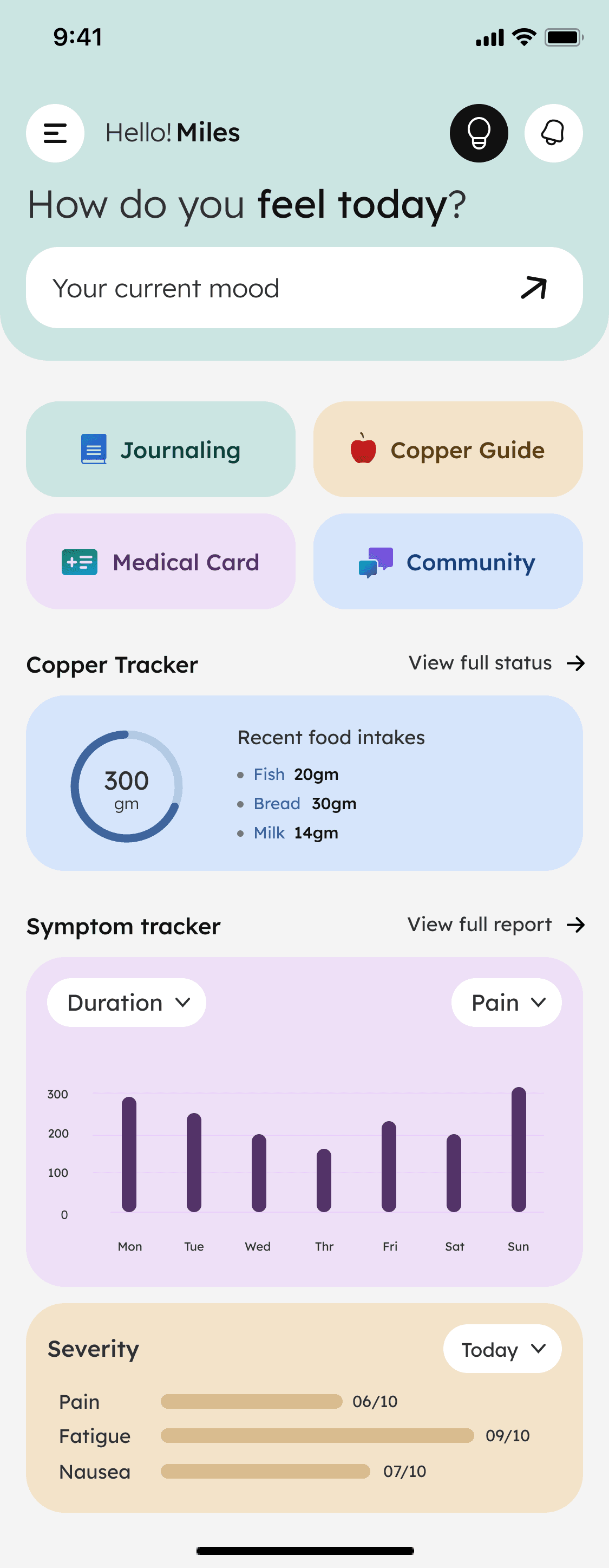 Track My Copper dashboard screen