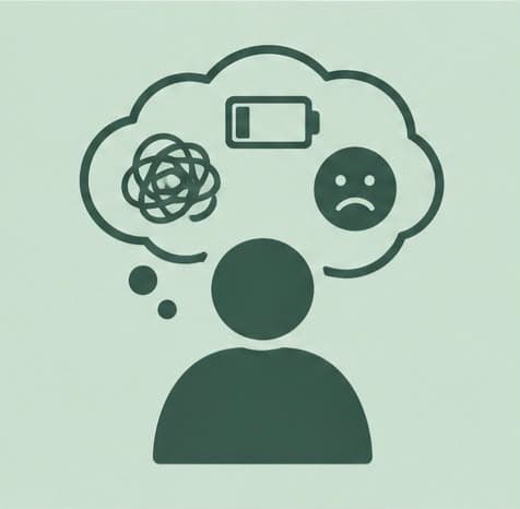 Person thinking about low energy, confusion and sadness