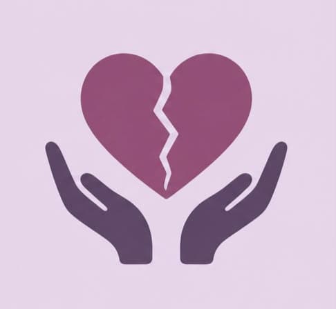 Hands holding a broken heart