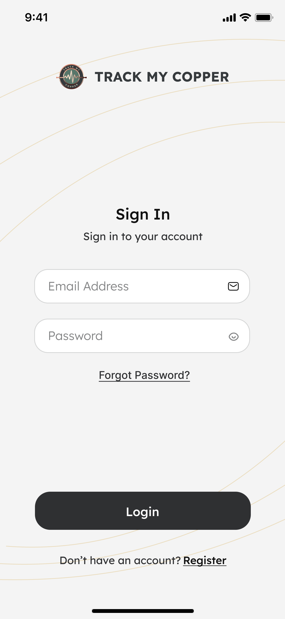 Login screen